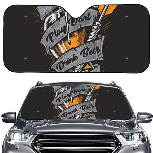 Play Dart Drink Beer Print Car Windshield Sun Shade