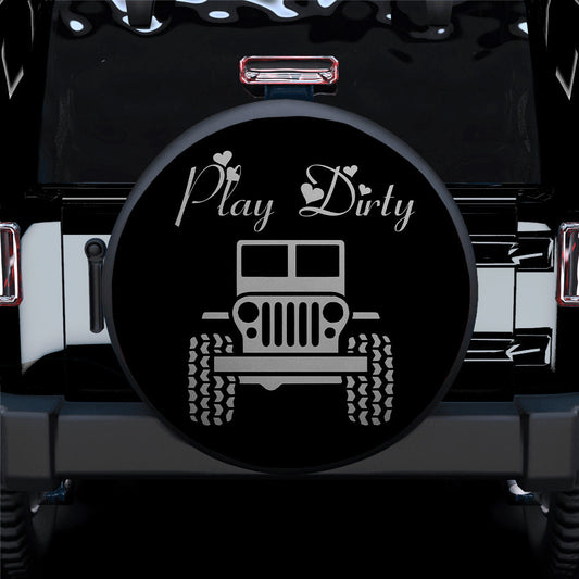 Play Dirty Grey Jeep Girl Car Spare Tire Cover