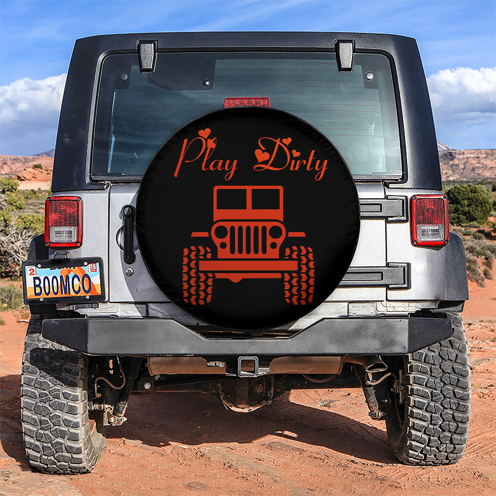 Play Dirty Orange Jeep Girl Car Spare Tire Cover