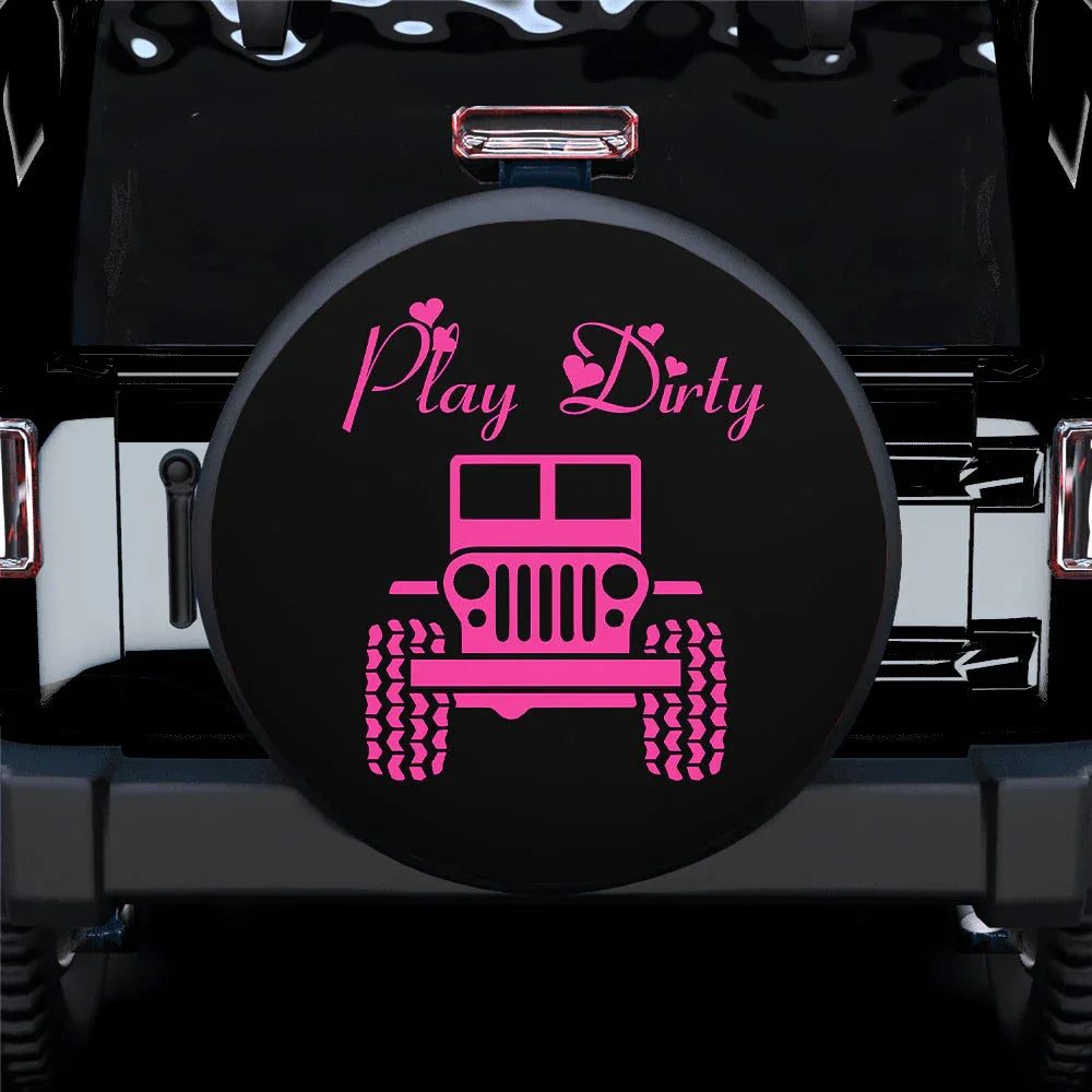 Play Dirty Pink Jeep Car Leather Spare Tire Cover - PersonalizedFury