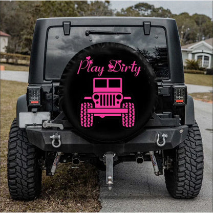 Play Dirty Pink Jeep Car Leather Spare Tire Cover - PersonalizedFury