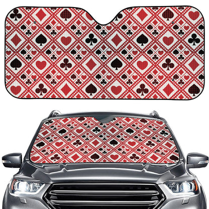 Playing Card Suits Plaid Pattern Print Car Windshield Sun Shade