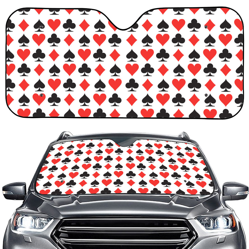 Playing Card Symbols Pattern Print Car Windshield Sun Shade