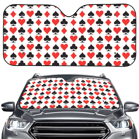 Playing Card Symbols Pattern Print Car Windshield Sun Shade