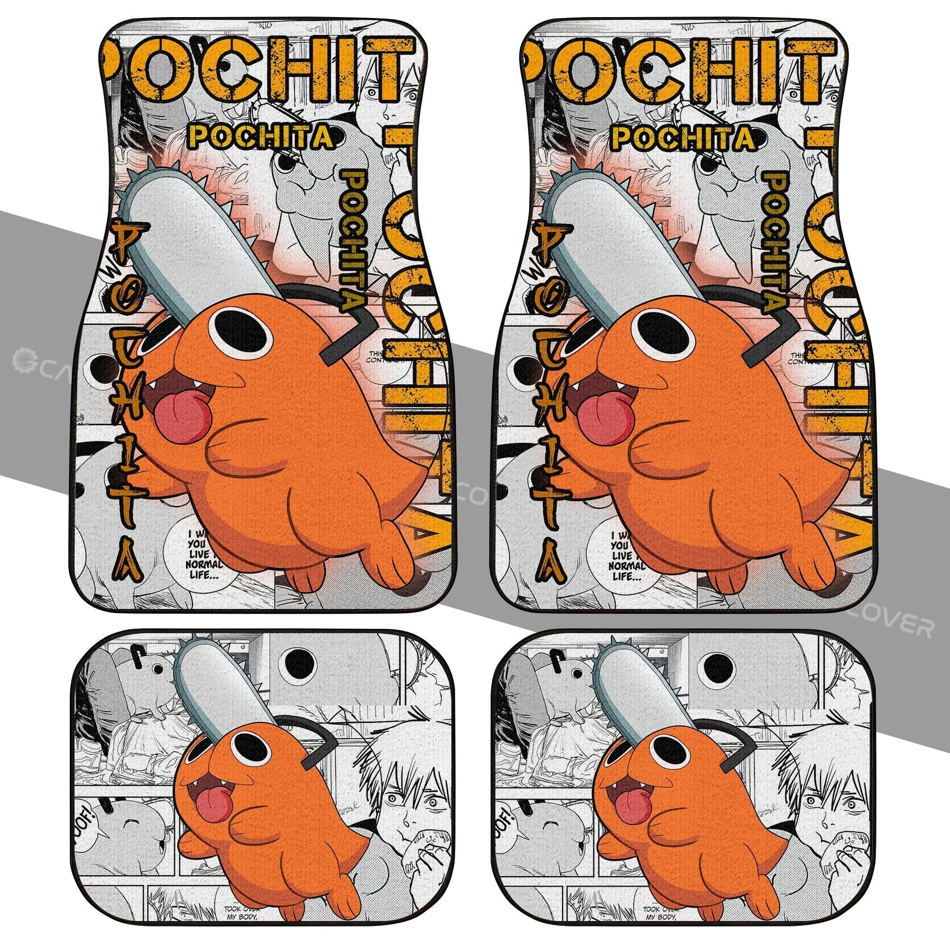 Pochita Car Floor Mats Custom Anime Chainsaw Man Car Interior Accessories