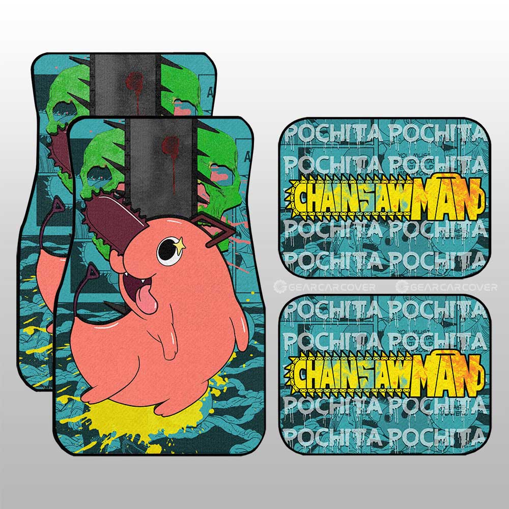 Pochita Car Floor Mats Custom Chainsaw Man Anime Car Accessories