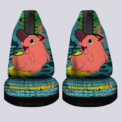 Pochita Car Seat Covers Custom Chainsaw Man Anime Car Accessories