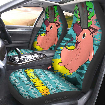 Pochita Car Seat Covers Custom Chainsaw Man Anime Car Accessories