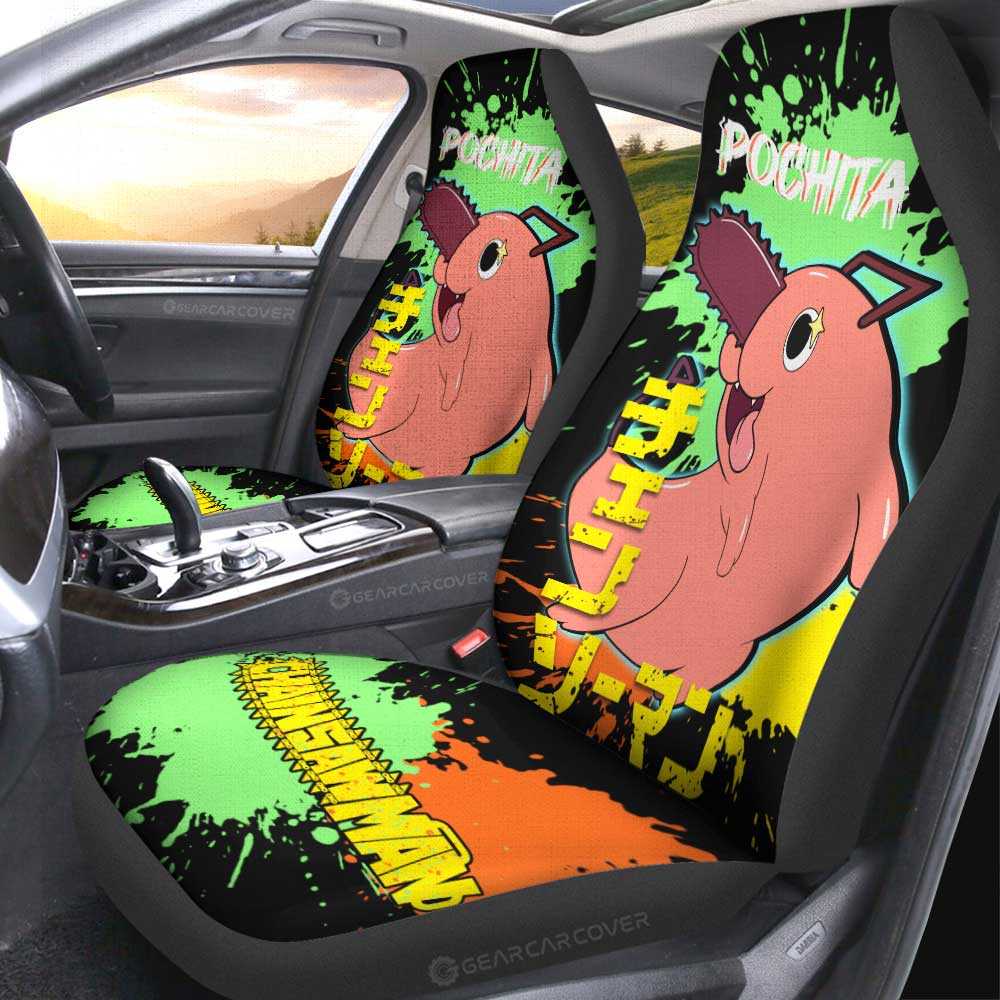 Pochita Car Seat Covers Custom Chainsaw Man Anime Car Accessories