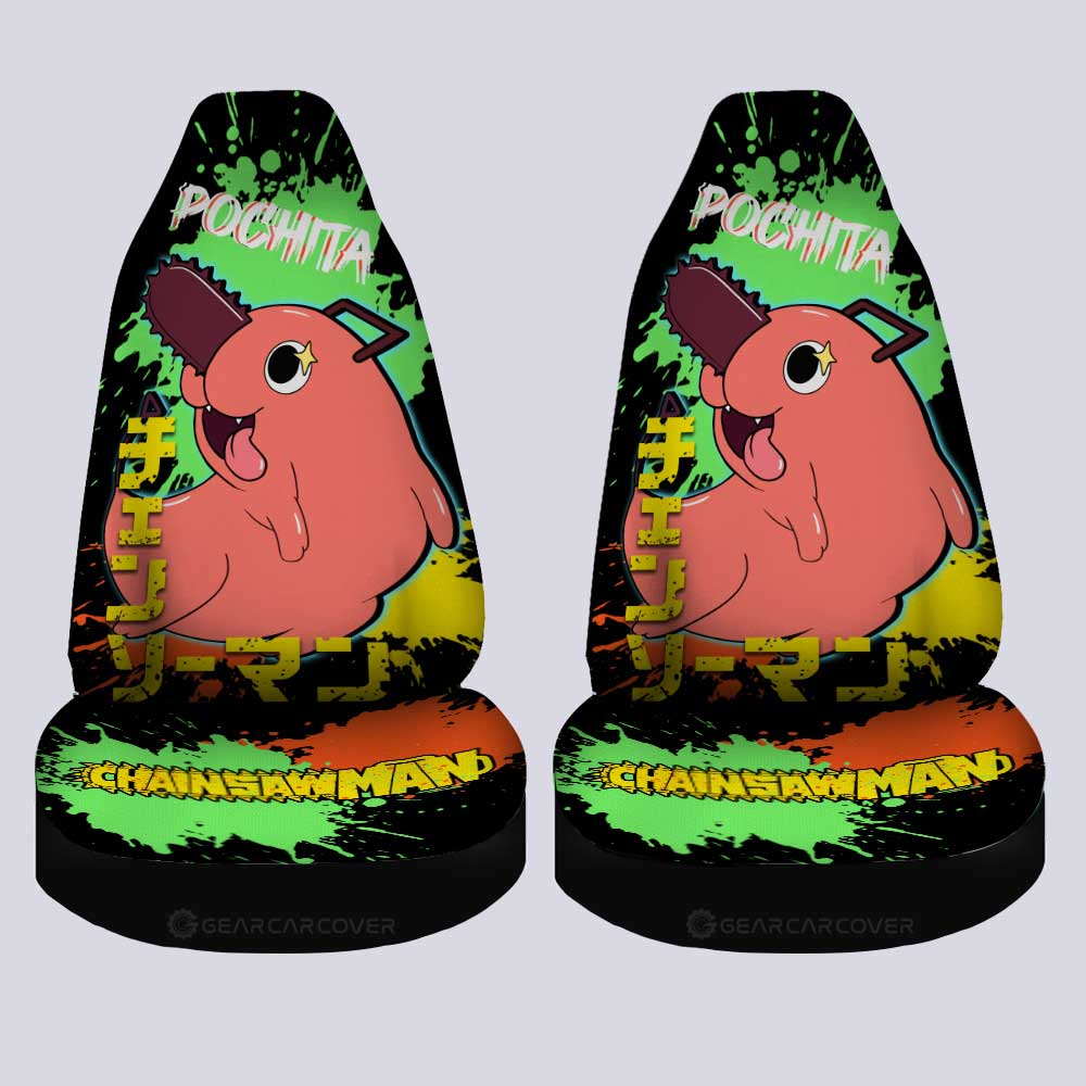 Pochita Car Seat Covers Custom Chainsaw Man Anime Car Accessories
