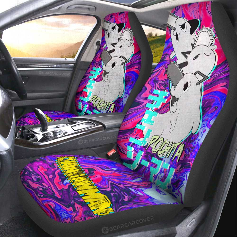 Pochita Car Seat Covers Custom Chainsaw Man Anime