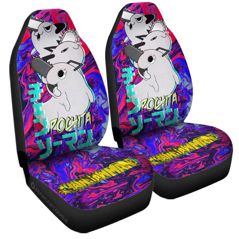 Pochita Car Seat Covers Custom Chainsaw Man Anime