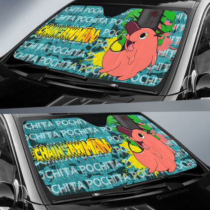 Pochita Car Sunshade Custom Car Interior Accessories