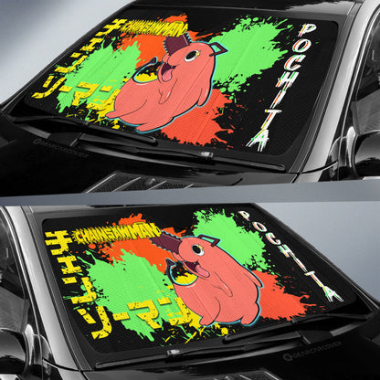 Pochita Car Sunshade Custom Chainsaw Man Anime Car Accessories