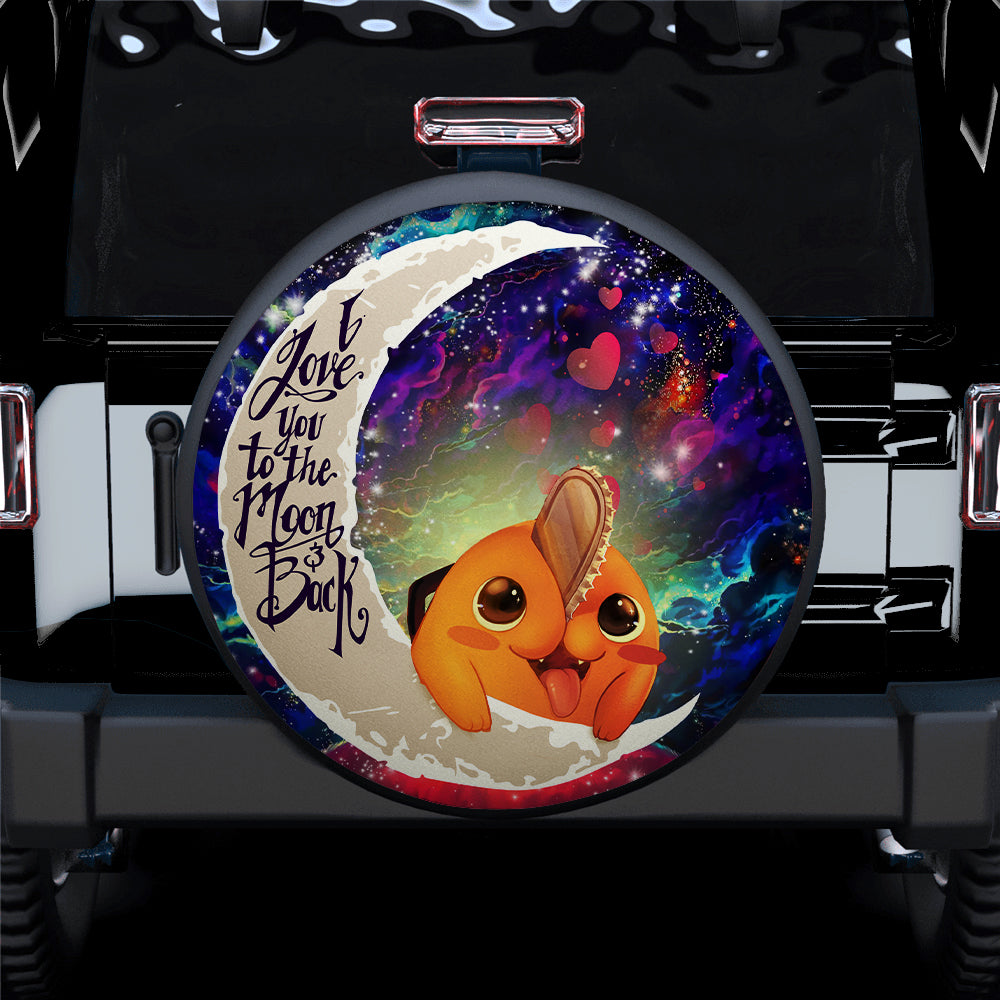 Pochita Chainsaw Man Anime Love You To The Moon Galaxy Car Spare Tire Cover