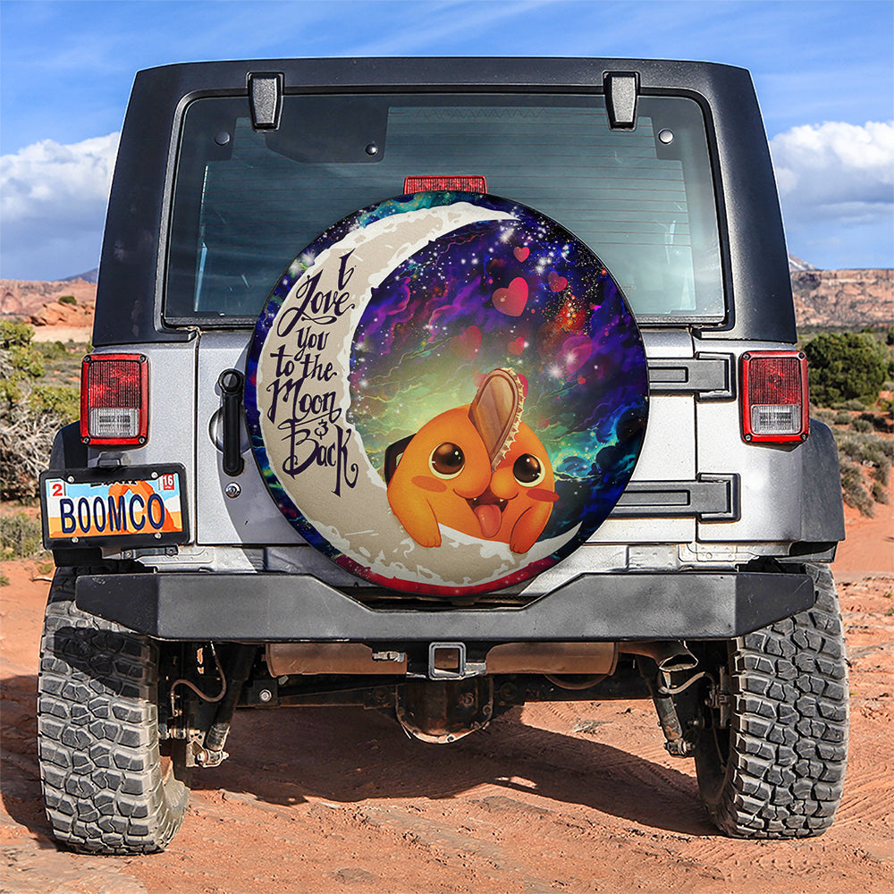 Pochita Chainsaw Man Anime Love You To The Moon Galaxy Car Spare Tire Cover
