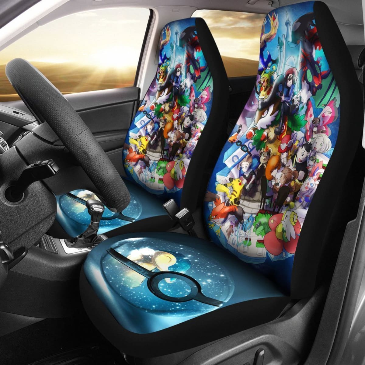 Poke Ball Blue Design Pokemon Car Seat Covers Lt03 Universal Fit 225721