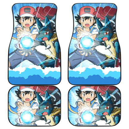 Pokemon Anime Car Floor Mats - Ash Ketchum Satoshi And Lucario Power Fighting Car Mats Ci110204