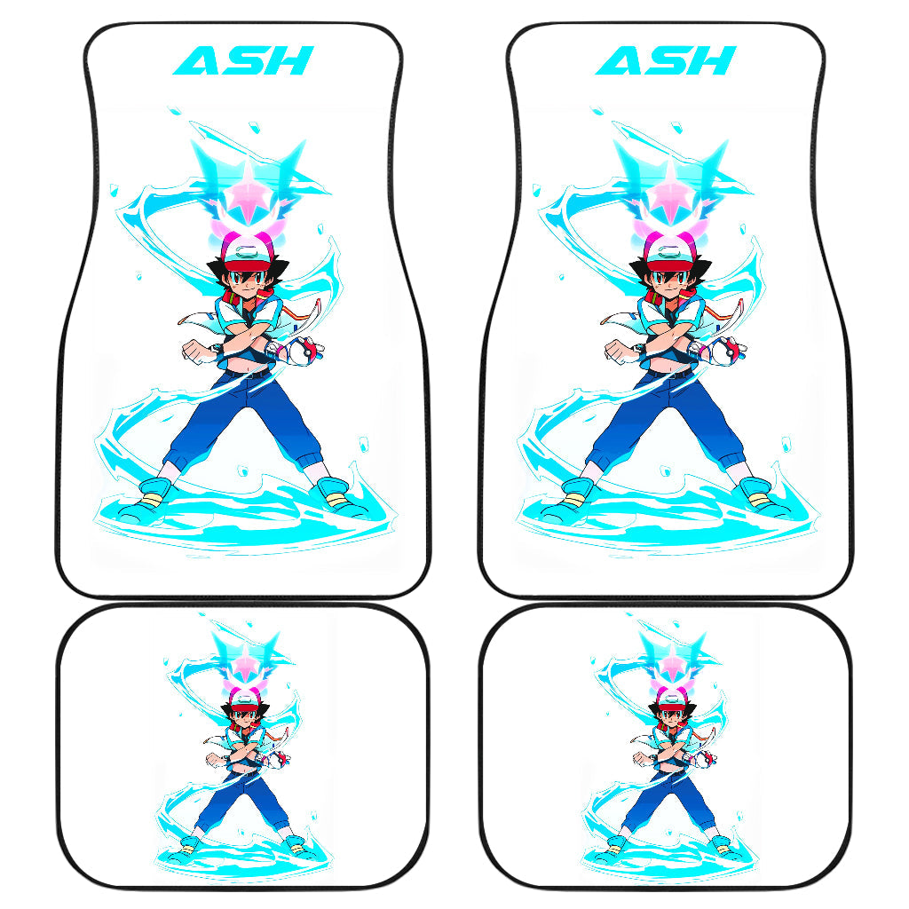 Pokemon Anime Car Floor Mats - Ash Ketchum Satoshi Blue Lightning Power Car Mats Ci110201