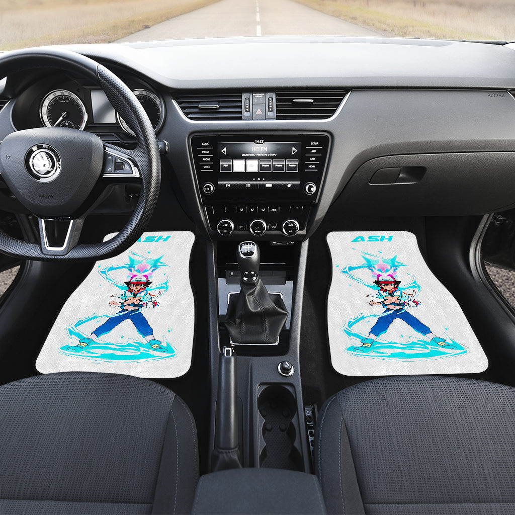 Pokemon Anime Car Floor Mats - Ash Ketchum Satoshi Blue Lightning Power Car Mats Ci110201