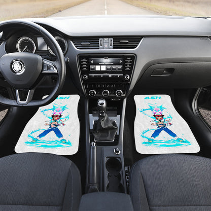Pokemon Anime Car Floor Mats - Ash Ketchum Satoshi Blue Lightning Power Car Mats Ci110201