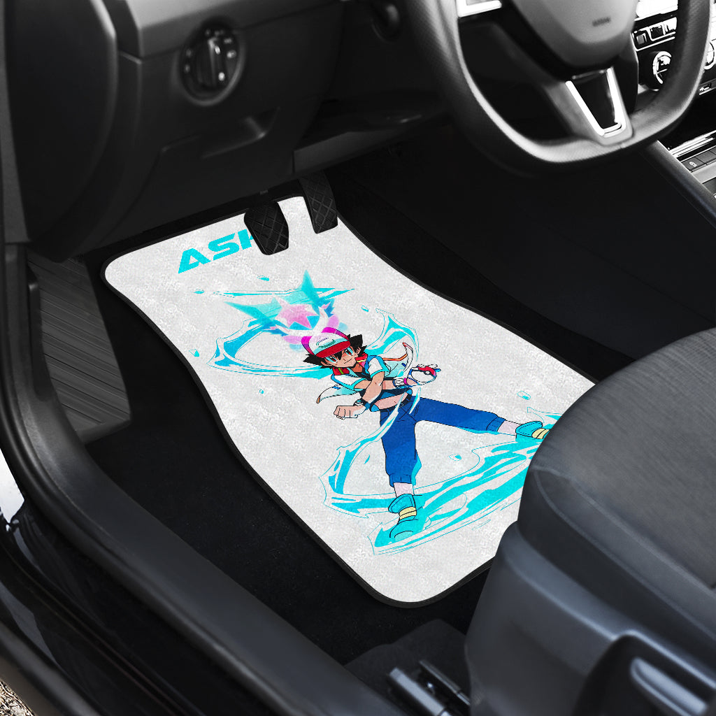 Pokemon Anime Car Floor Mats - Ash Ketchum Satoshi Blue Lightning Power Car Mats Ci110201