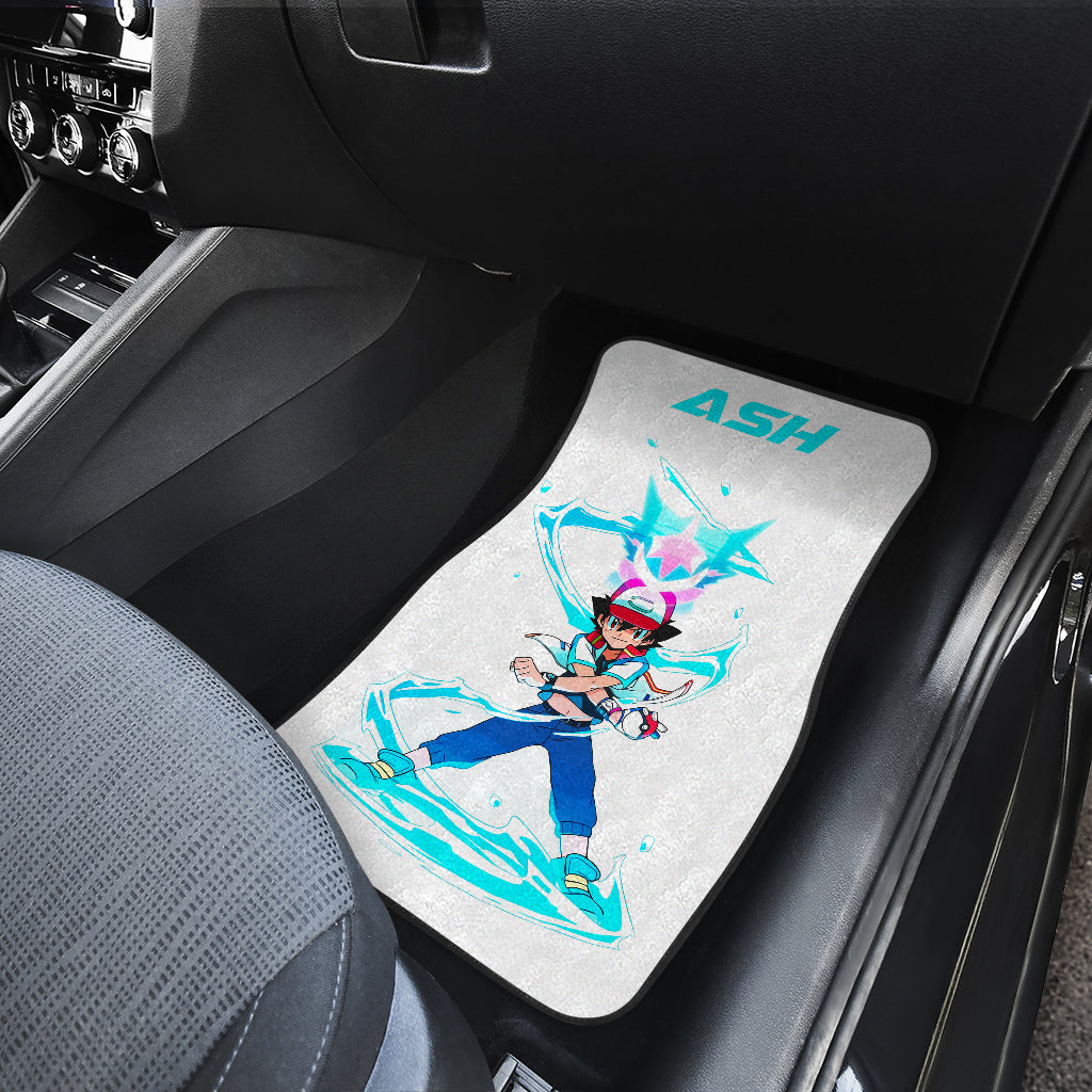 Pokemon Anime Car Floor Mats - Ash Ketchum Satoshi Blue Lightning Power Car Mats Ci110201
