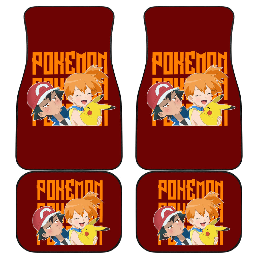 Pokemon Anime Car Floor Mats - Ash Ketchum Satoshi Jealous With Pikachu And Kasumi Misty Car Mats Ci111203