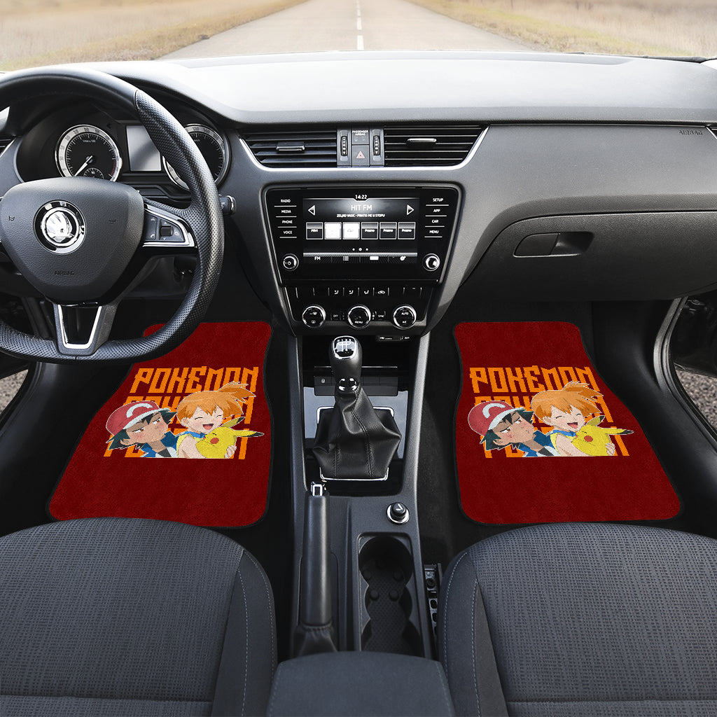 Pokemon Anime Car Floor Mats - Ash Ketchum Satoshi Jealous With Pikachu And Kasumi Misty Car Mats Ci111203