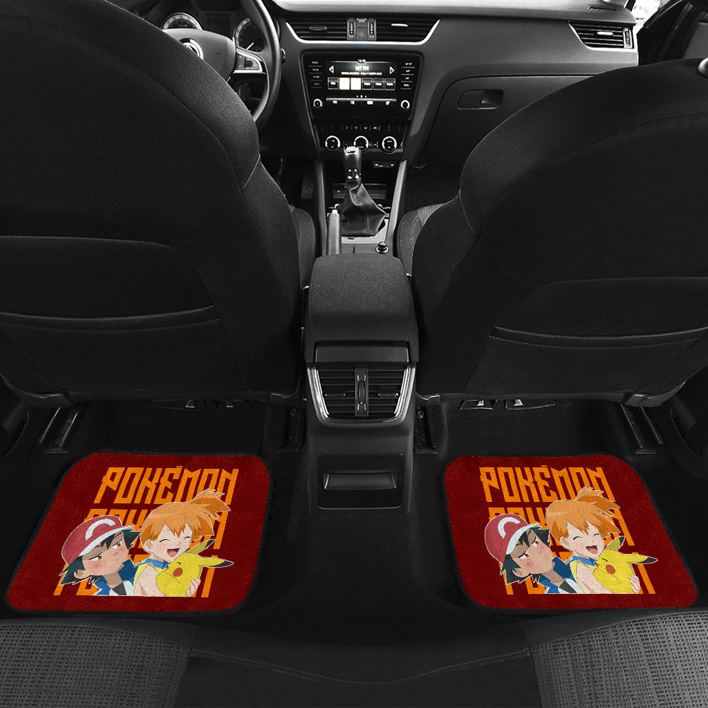 Pokemon Anime Car Floor Mats - Ash Ketchum Satoshi Jealous With Pikachu And Kasumi Misty Car Mats Ci111203