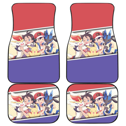 Pokemon Anime Car Floor Mats - Ash Ketchum Satoshi Pikachu Lucario And Girlfriend Car Mats Ci110205