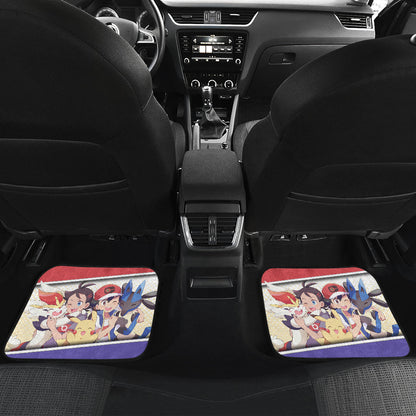 Pokemon Anime Car Floor Mats - Ash Ketchum Satoshi Pikachu Lucario And Girlfriend Car Mats Ci110205