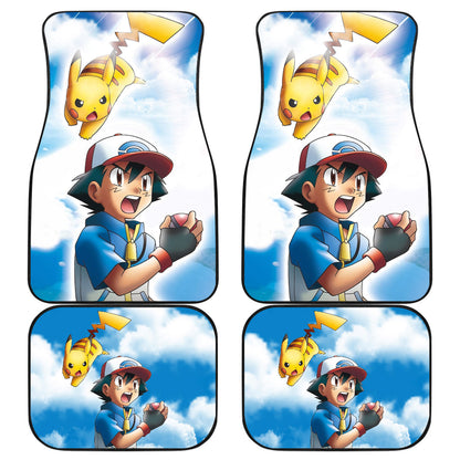 Pokemon Anime  Car Floor Mats - Ask Ketchum Satoshi And Pikachu Fighting Blue Sky Car Mats Ci111002