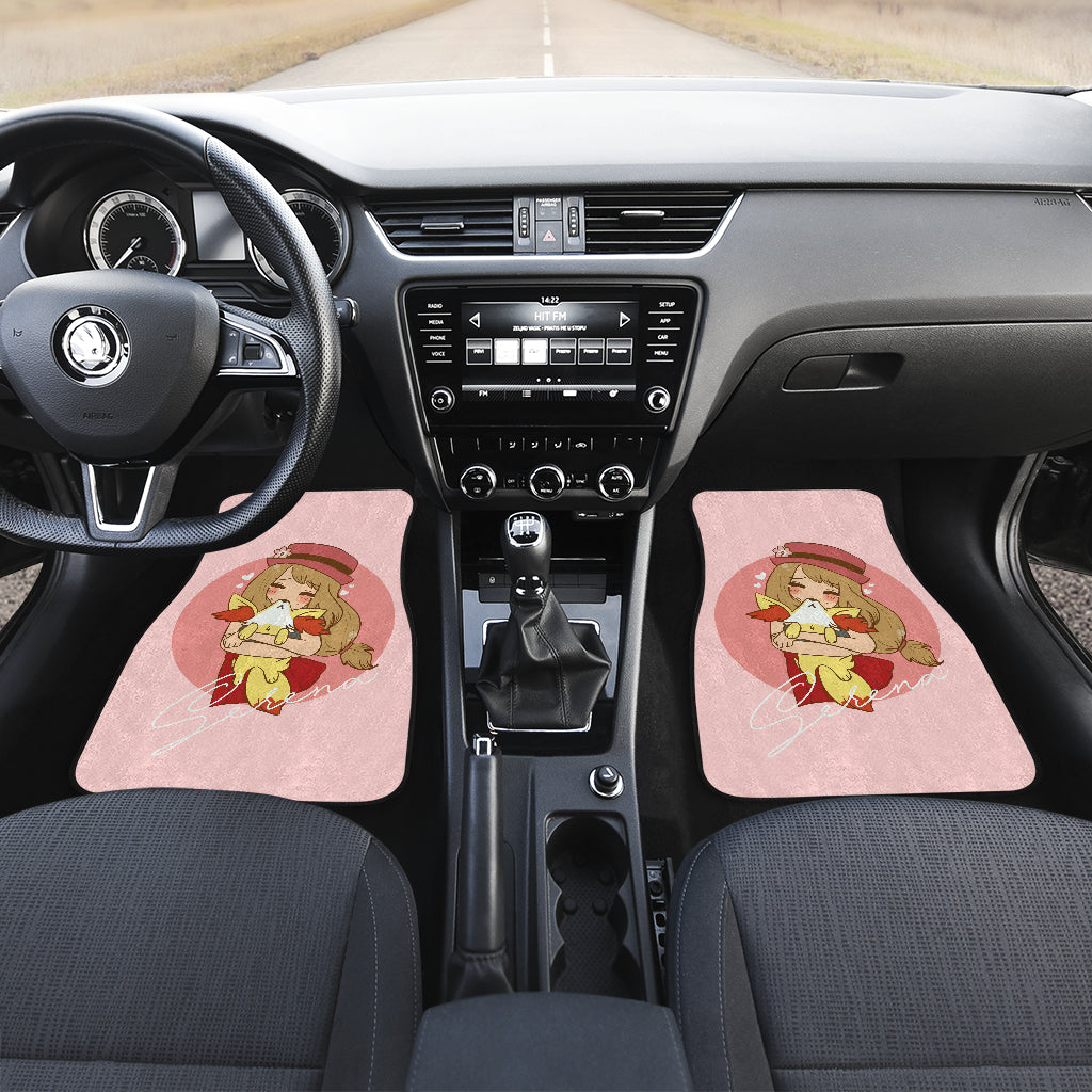 Pokemon Anime  Car Floor Mats - Chibi Serena Hug Fennekin Red Fox Car Mats Ci110602