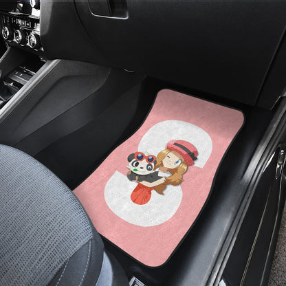 Pokemon Anime  Car Floor Mats - Chibi Serena With Panda Blink An Eye Car Mats Ci110803