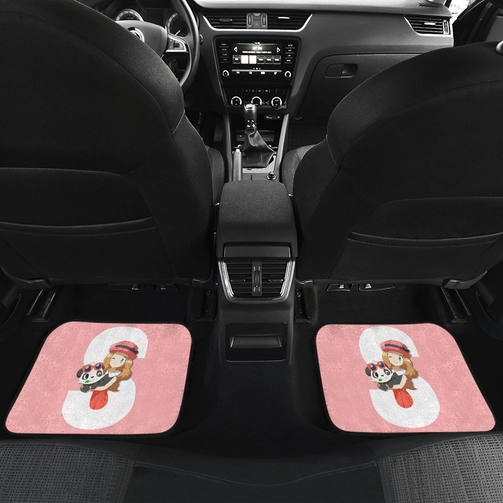 Pokemon Anime  Car Floor Mats - Chibi Serena With Panda Blink An Eye Car Mats Ci110803