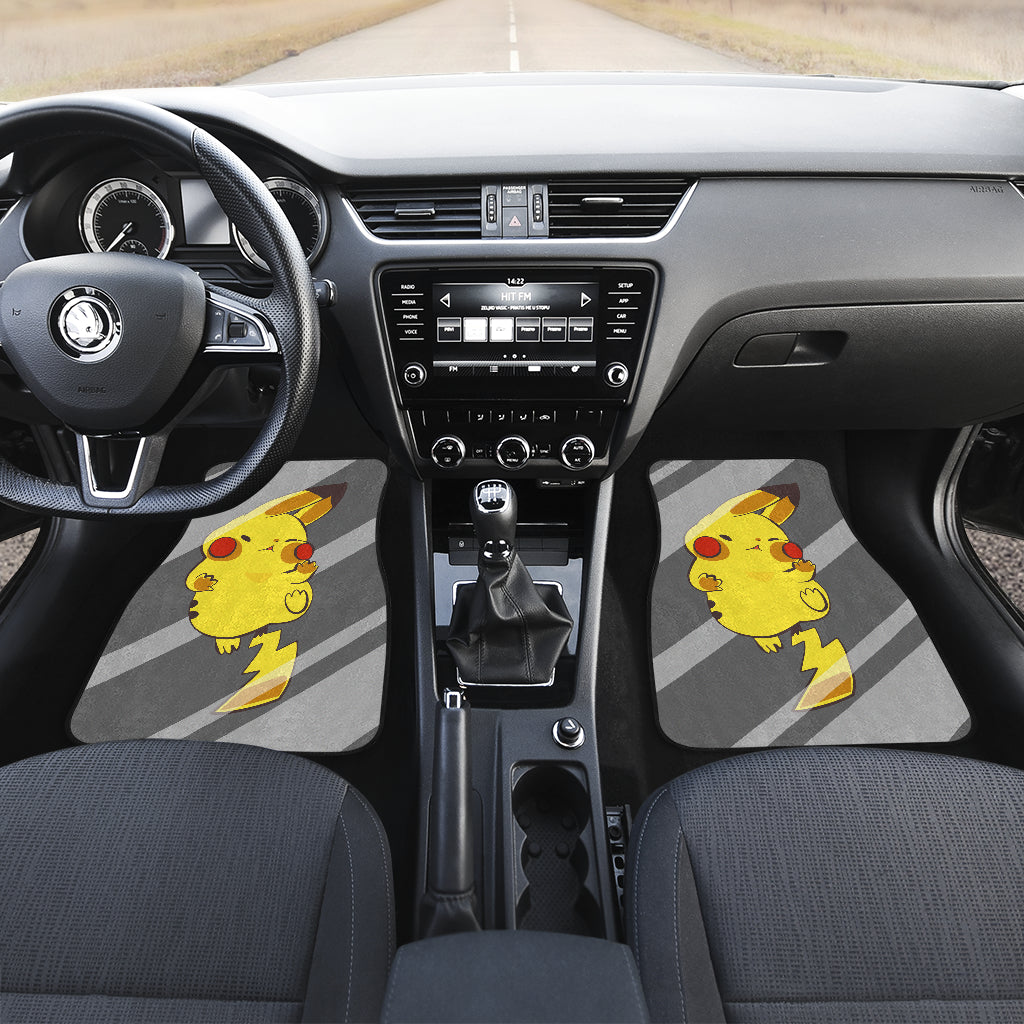 Pokemon Anime Car Floor Mats - Cute Fat Pikachu On The Glass Car Mats Ci110303