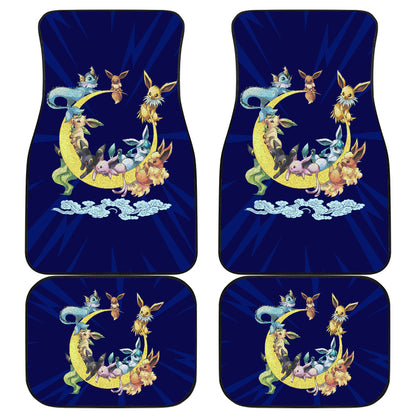 Pokemon Anime  Car Floor Mats - Eevee Evolution On The Moon Dark Blue Car Mats Ci111004