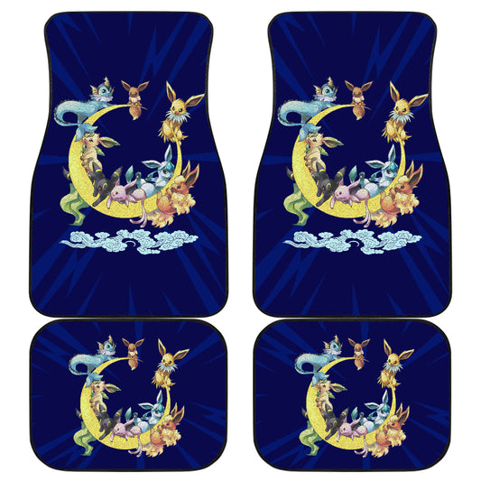 Pokemon Anime  Car Floor Mats - Eevee Evolution On The Moon Dark Blue Car Mats Ci111004