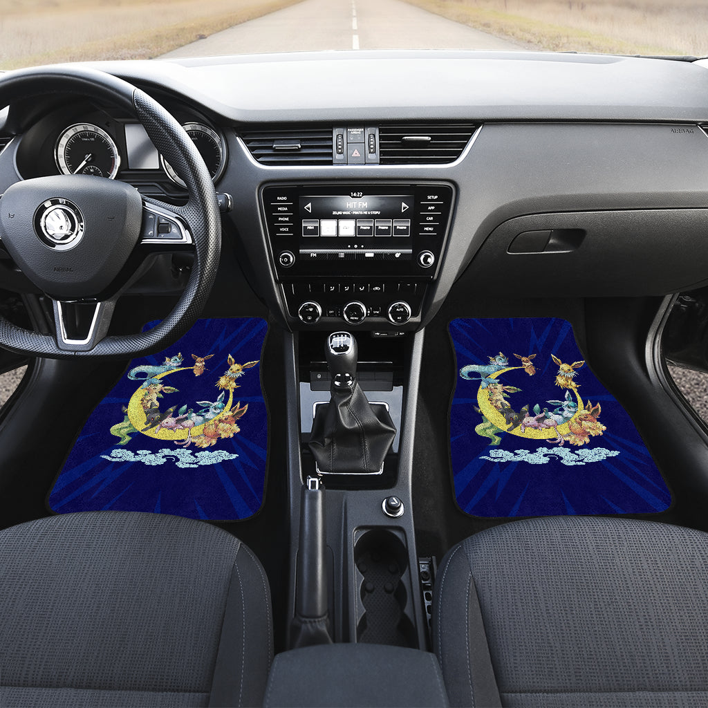 Pokemon Anime  Car Floor Mats - Eevee Evolution On The Moon Dark Blue Car Mats Ci111004