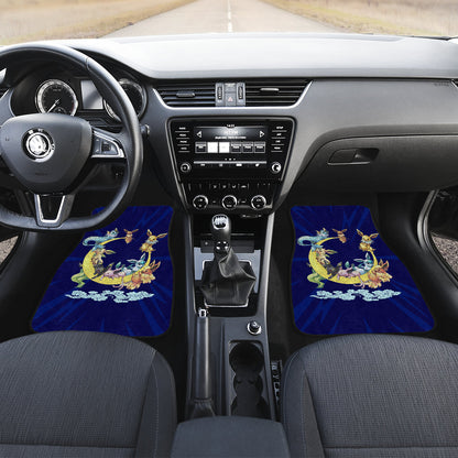 Pokemon Anime  Car Floor Mats - Eevee Evolution On The Moon Dark Blue Car Mats Ci111004