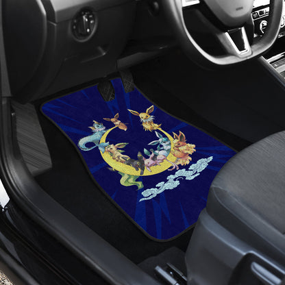 Pokemon Anime  Car Floor Mats - Eevee Evolution On The Moon Dark Blue Car Mats Ci111004