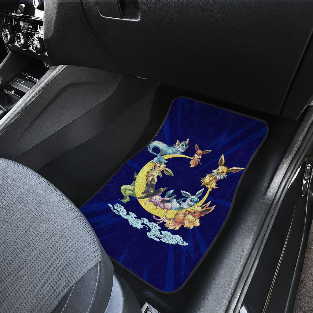 Pokemon Anime  Car Floor Mats - Eevee Evolution On The Moon Dark Blue Car Mats Ci111004