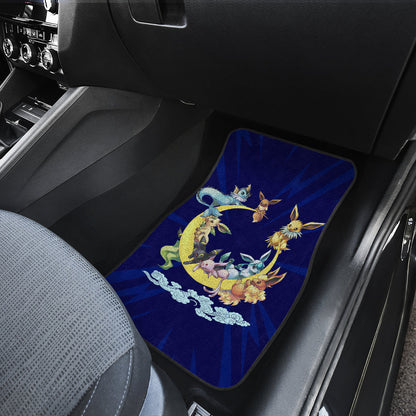 Pokemon Anime  Car Floor Mats - Eevee Evolution On The Moon Dark Blue Car Mats Ci111004