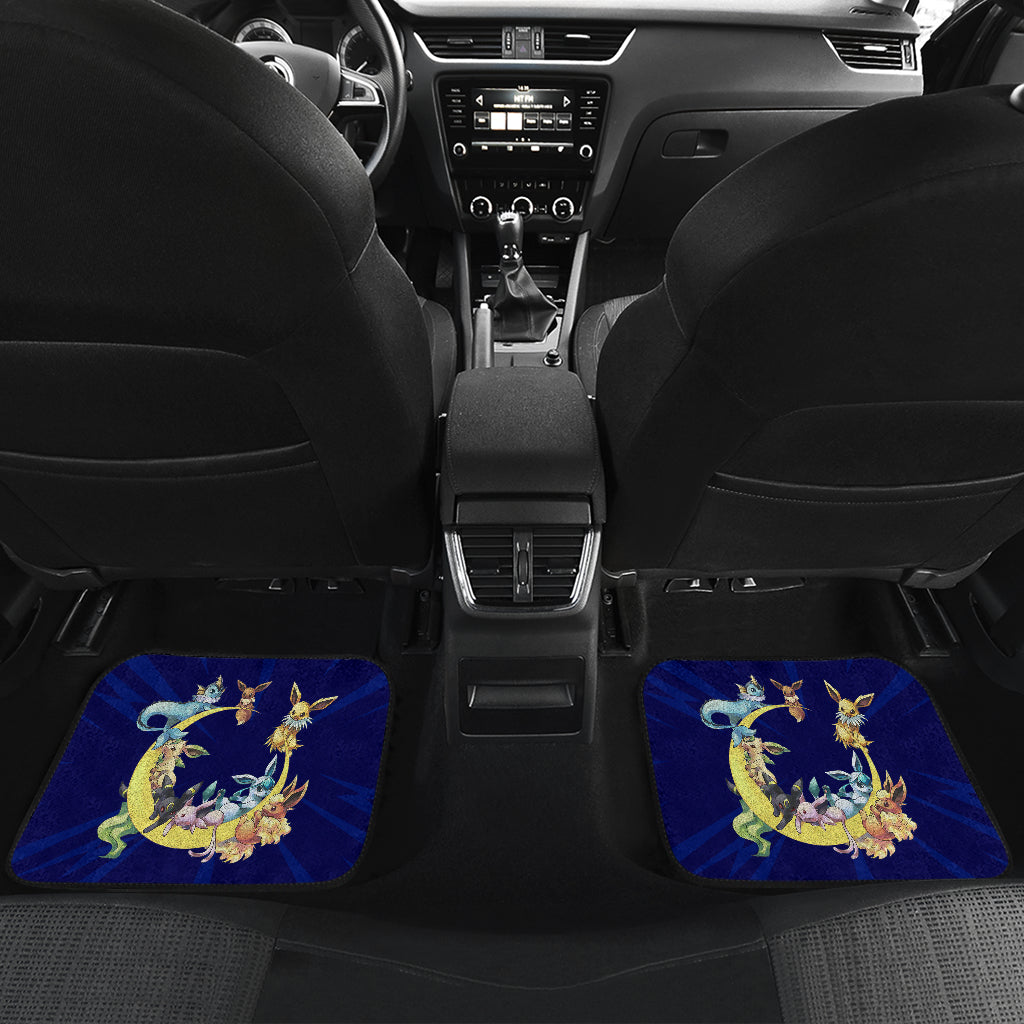Pokemon Anime  Car Floor Mats - Eevee Evolution On The Moon Dark Blue Car Mats Ci111004