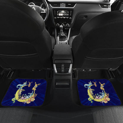 Pokemon Anime  Car Floor Mats - Eevee Evolution On The Moon Dark Blue Car Mats Ci111004