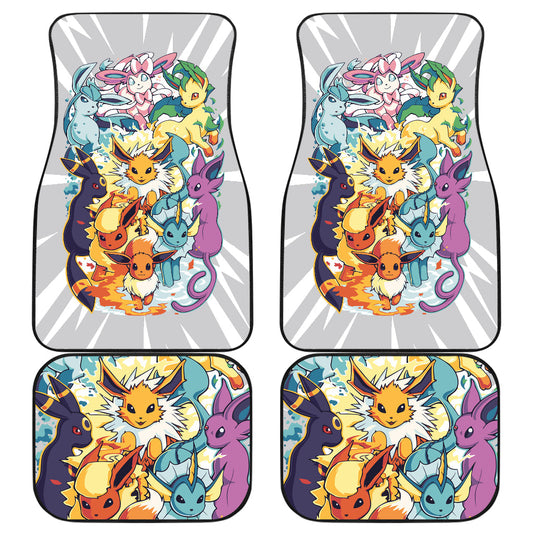 Pokemon Anime  Car Floor Mats - Eevee Full Evolution Doodle Style Artwork Car Mats Ci111003