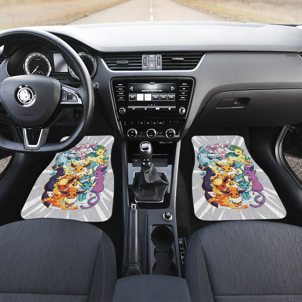 Pokemon Anime  Car Floor Mats - Eevee Full Evolution Doodle Style Artwork Car Mats Ci111003