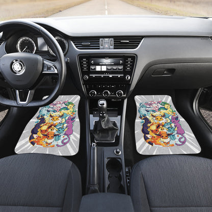 Pokemon Anime  Car Floor Mats - Eevee Full Evolution Doodle Style Artwork Car Mats Ci111003