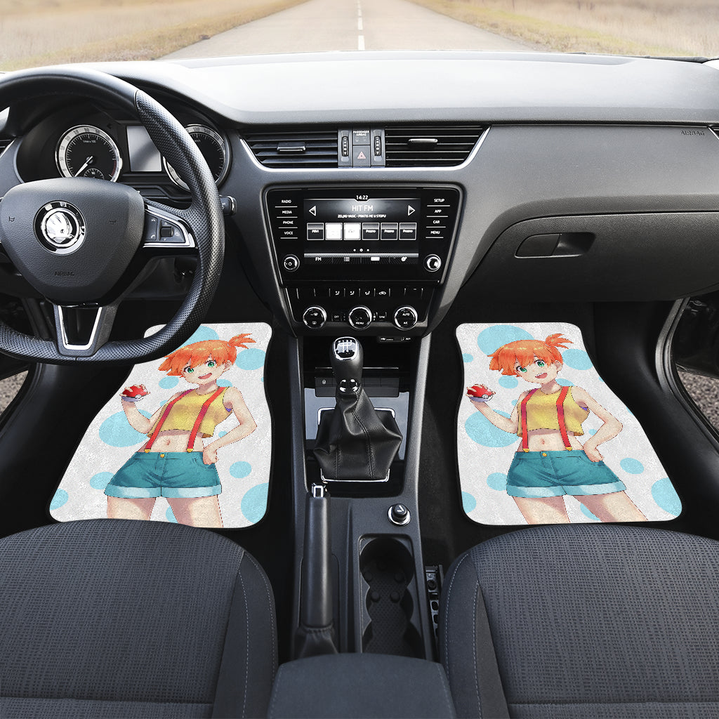 Pokemon Anime  Car Floor Mats - Energetic Kasumi Misty Smiling Holding Poke Ball Car Mats Ci111301